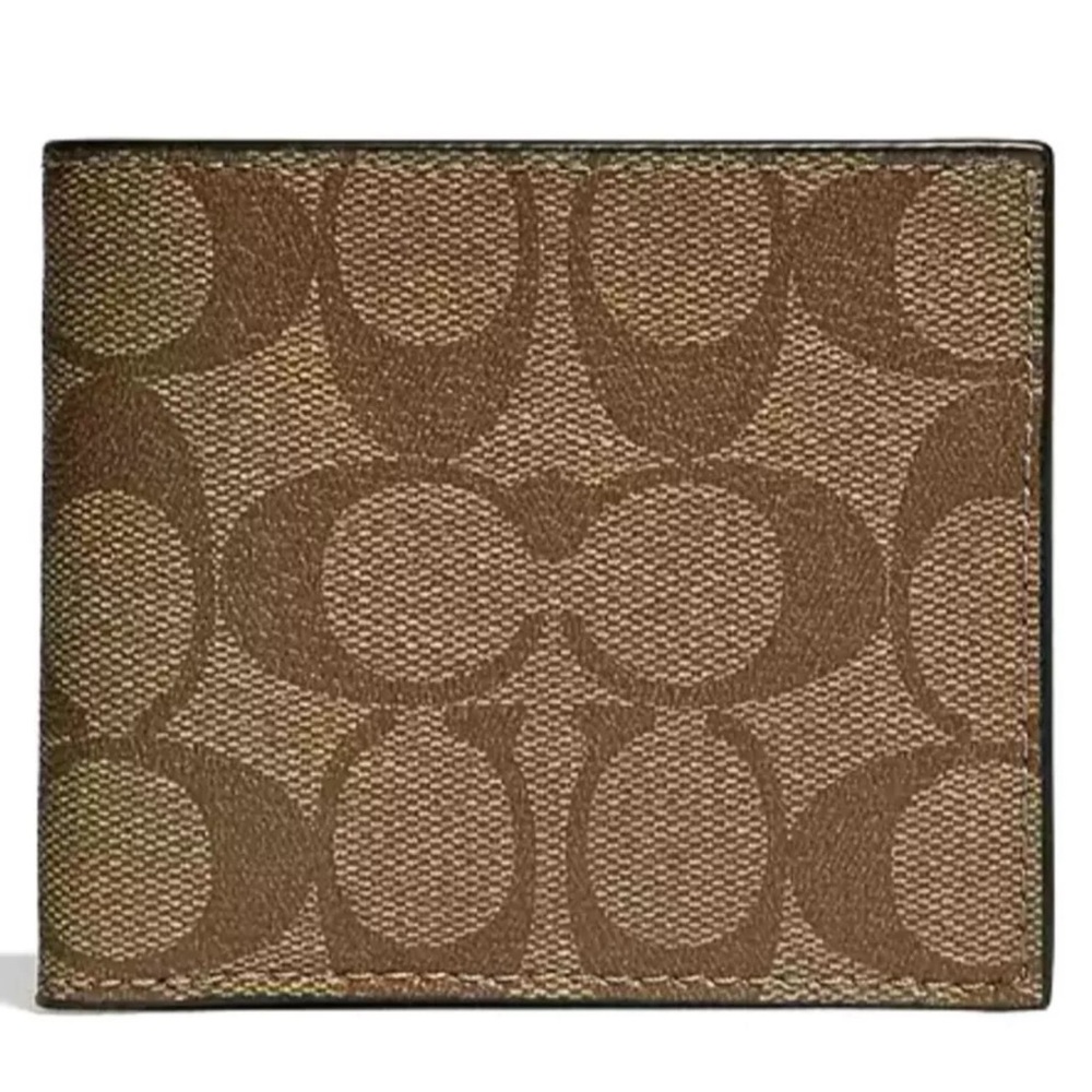 Coach Khaki Brown Leather Men's Wallet NWOT